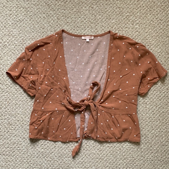 Peplum Babydoll Tie-Front Top - Picture 2 of 5